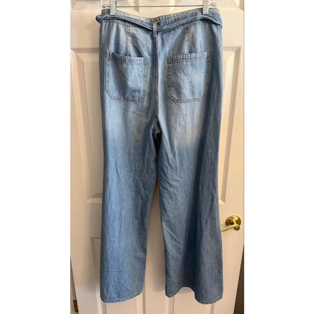 Anthropologie Pilcro high-rise, wide-leg, tie-waist jeans light blue SZ 28 - Picture 2 of 9